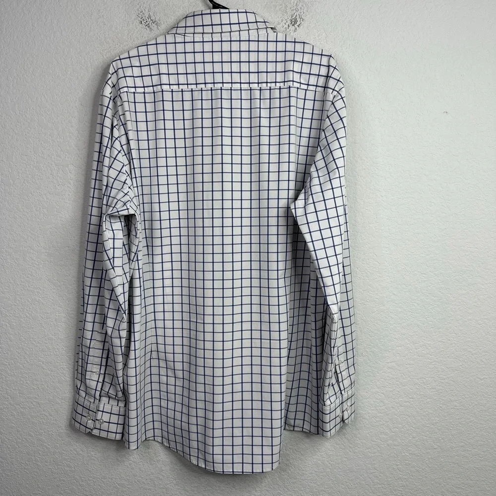 Mizzen+Main Shirt Mens XXL Trim Blue Plaid Grid Button Performance Career Preppy